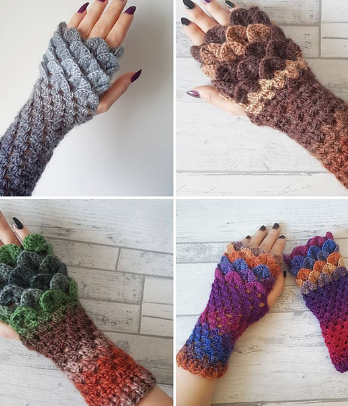 dragonscale fingerless gloves